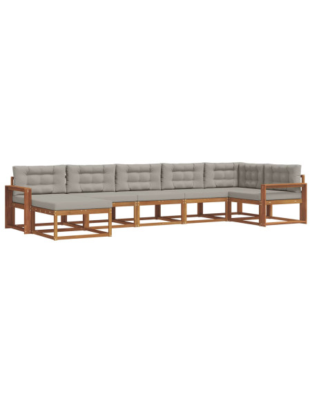 Set di divani da esterno 7 pcs Grigio Naturale e Chiaro