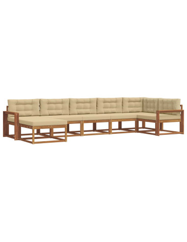 Set di divani da esterno con cuscino 7 pcs Naturale e Beige