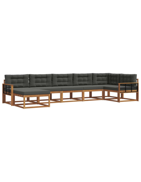 Set di divani da esterno con cuscino 7 pcs Naturale e Antracite