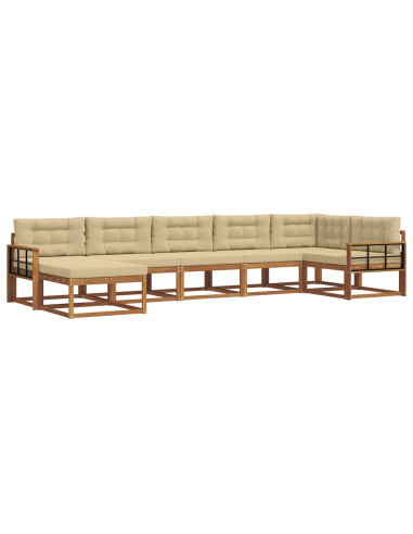 Set di divani da esterno con cuscino 7 pcs Naturale e Beige