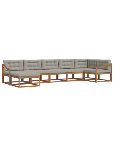 Set di divani da esterno 7 pcs Grigio Naturale e Chiaro