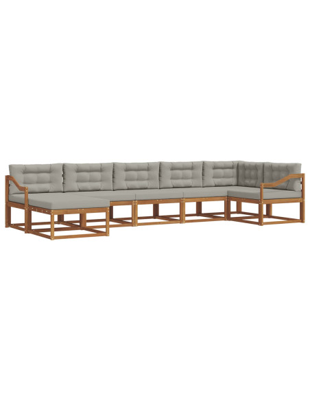 Set di divani da esterno 7 pcs Grigio Naturale e Chiaro