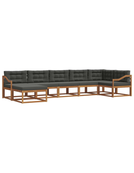 Set di divani da esterno con cuscino 7 pcs Naturale e Antracite