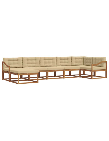 Set di divani da esterno con cuscino 7 pcs Naturale e Beige