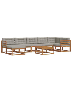 Set di divani da esterno 8 pcs Grigio Naturale e Chiaro 2