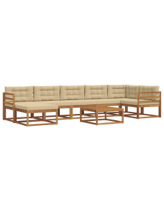 Set di divani da esterno con cuscino 8 pcs Naturale e Beige 2