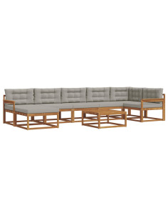 Set di divani da esterno 8 pcs Grigio Naturale e Chiaro 2