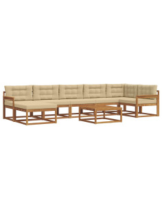 Set di divani da esterno con cuscino 8 pcs Naturale e Beige 2