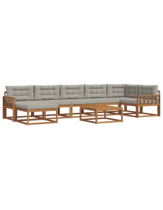Set di divani da esterno 8 pcs Grigio Naturale e Chiaro 2