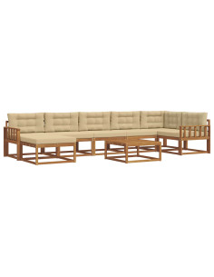 Set di divani da esterno con cuscino 8 pcs Naturale e Beige 2