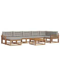 Set di divani da esterno 8 pcs Grigio Naturale e Chiaro 2