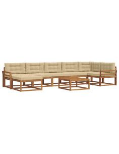 Set di divani da esterno con cuscino 8 pcs Naturale e Beige 2