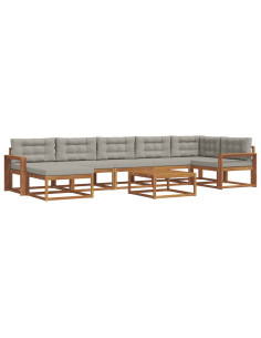 Set di divani da esterno 8 pcs Grigio Naturale e Chiaro 2