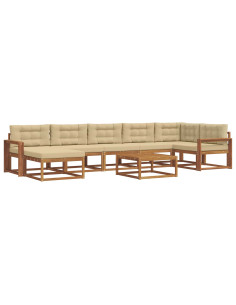 Set di divani da esterno con cuscino 8 pcs Naturale e Beige 2