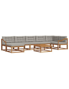 Set di divani da esterno 8 pcs Grigio Naturale e Chiaro 2