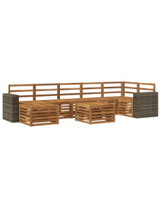 Set di divani da esterno 8 pcs Naturale 2