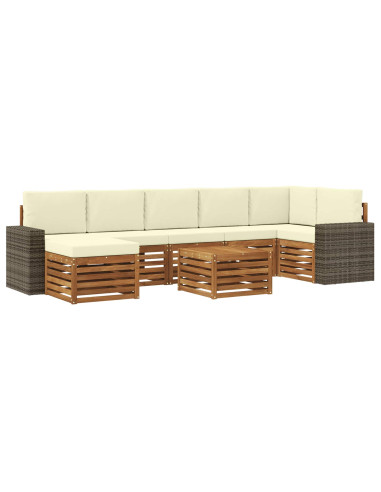 Set di divani da esterno con cuscino 8 pcs Naturale e Crema
