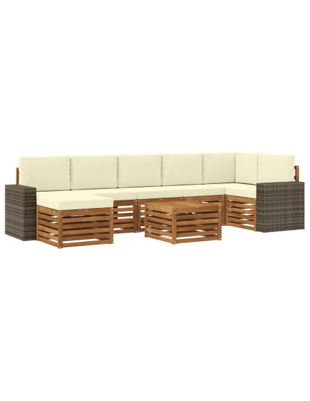 Set di divani da esterno con cuscino 8 pcs Naturale e Crema