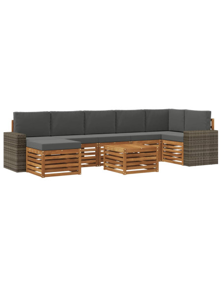 Set di divani da esterno con cuscino 8 pcs Naturale e Antracite