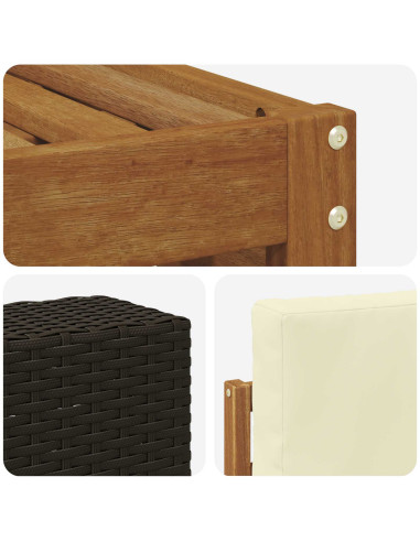 Set divani 6 pcs Naturale e Crema Legno di Acacia Massello