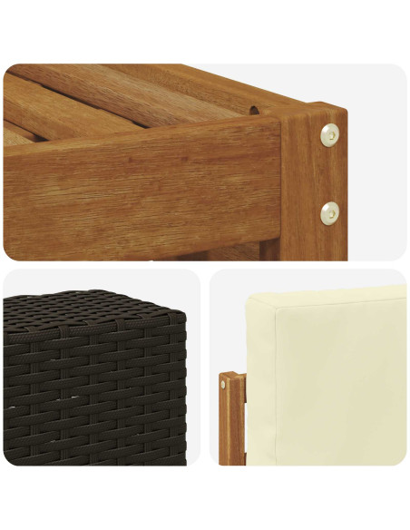 Set divani 6 pcs Naturale e Crema Legno di Acacia Massello
