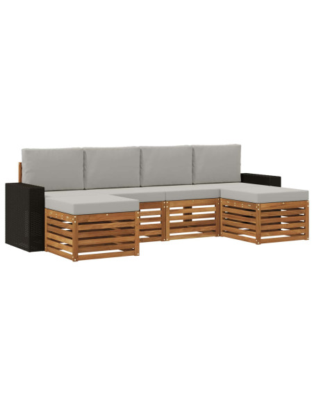 Set divani con cuscino 6 pcs Naturale e Grigio Chiaro