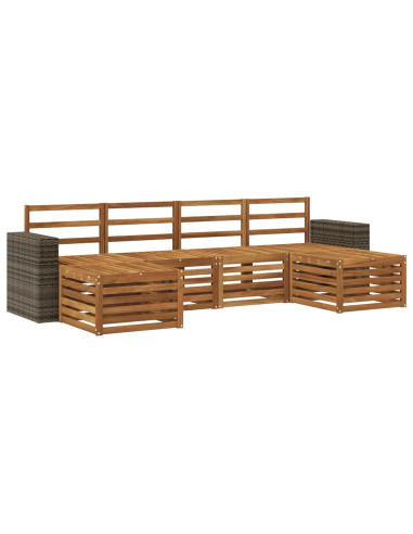 Set divani 6 pcs Naturale Legno di Acacia Massello