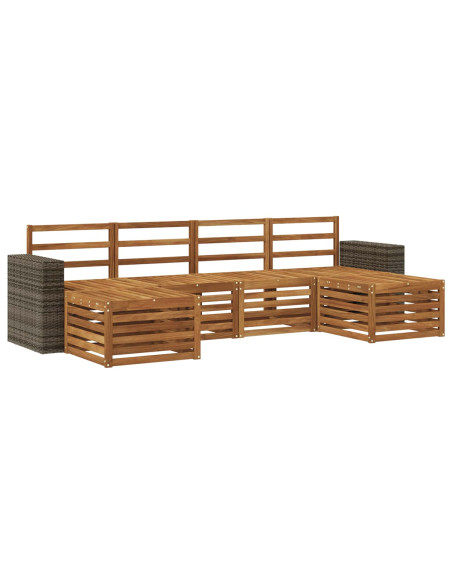 Set divani 6 pcs Naturale Legno di Acacia Massello