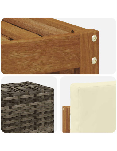 Set divani 6 pcs Naturale e Crema Legno di Acacia Massello