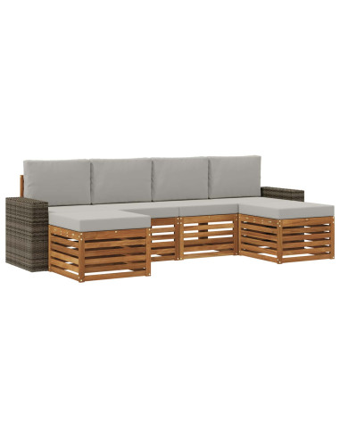 Set divani con cuscino 6 pcs Naturale e Grigio Chiaro