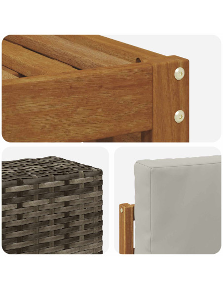 Set divani con cuscino 6 pcs Naturale e Grigio Chiaro