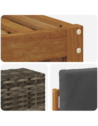 Set divani 6 pcs Naturale e Antracite Legno di Acacia Massello
