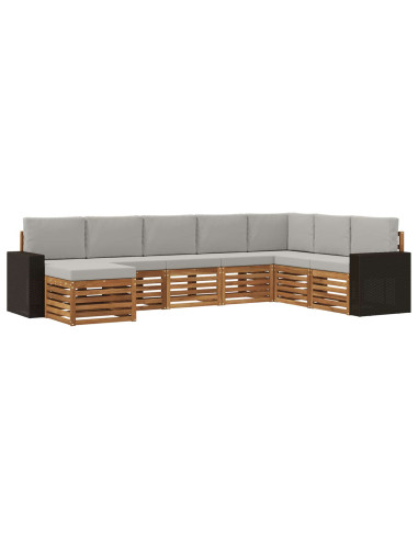 Set di divani da esterno 8 pcs Naturale e Grigio Chiaro