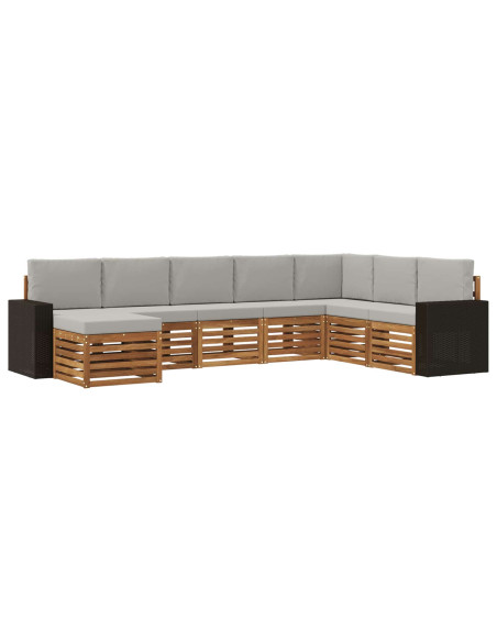 Set di divani da esterno 8 pcs Naturale e Grigio Chiaro