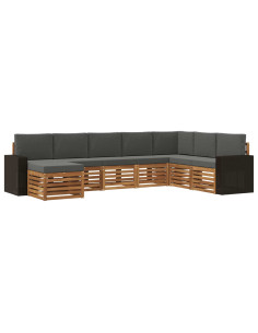 Set di divani da esterno con cuscino 8 pcs Naturale e Antracite 2