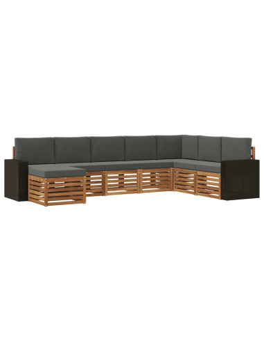Set di divani da esterno con cuscino 8 pcs Naturale e Antracite