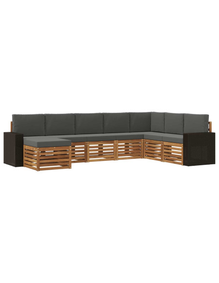 Set di divani da esterno con cuscino 8 pcs Naturale e Antracite