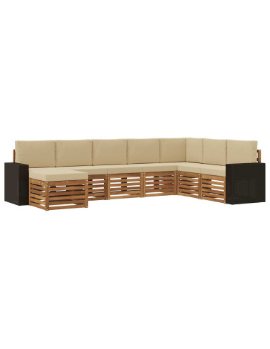 Set di divani da esterno con cuscino 8 pcs Naturale e Beige