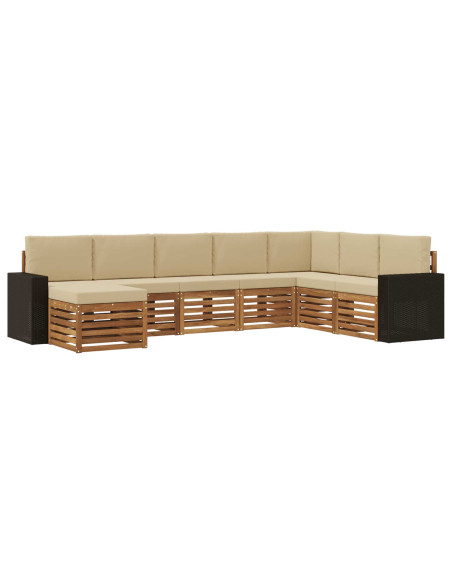 Set di divani da esterno con cuscino 8 pcs Naturale e Beige