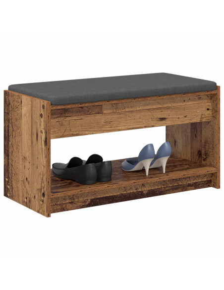 Panca per ingresso con cuscino Legno vecchio 83 x 38 x 45 cm