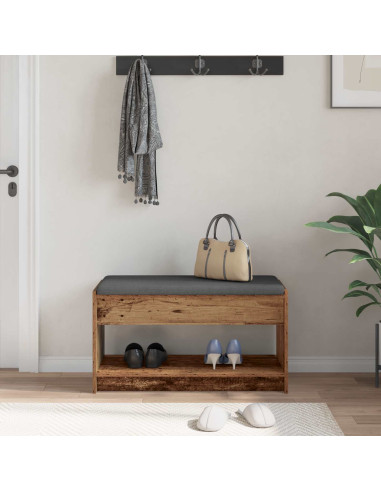 Panca per ingresso con cuscino Legno vecchio 83 x 38 x 45 cm
