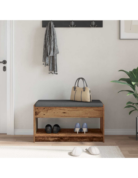 Panca per ingresso con cuscino Legno vecchio 83 x 38 x 45 cm