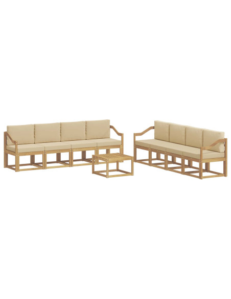 Set di divani da esterno con cuscino 9 pcs Bianco e Beige