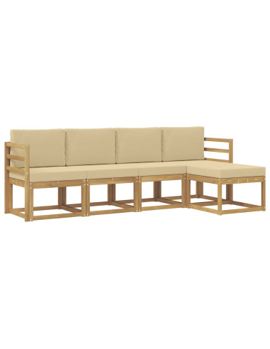 Set di divani da esterno con cuscino 5 pcs Bianco e Beige