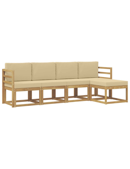 Set di divani da esterno con cuscino 5 pcs Bianco e Beige