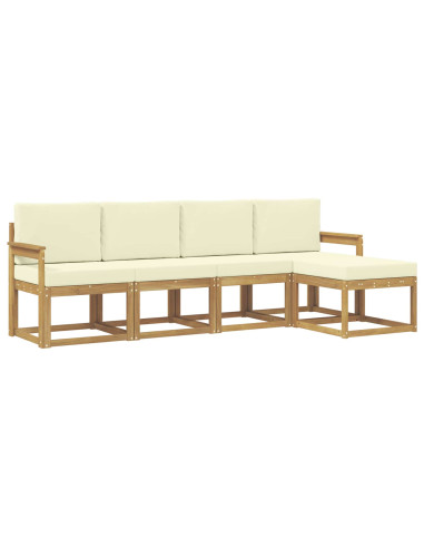 Set di divani da esterno con cuscino 5 pcs Bianco e Crema