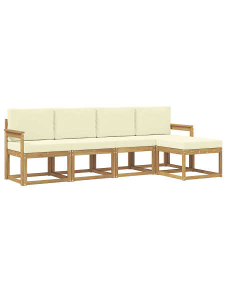 Set di divani da esterno con cuscino 5 pcs Bianco e Crema