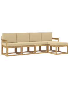 Set di divani da esterno con cuscino 5 pcs Bianco e Beige 2