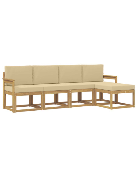 Set di divani da esterno con cuscino 5 pcs Bianco e Beige