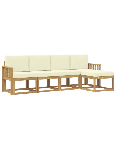 Set di divani da esterno con cuscino 5 pcs Bianco e Crema